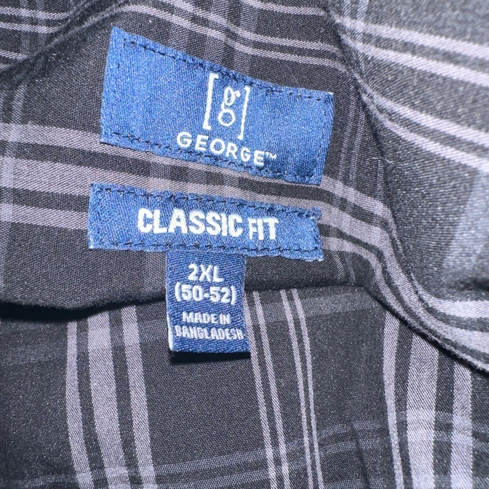 George Men’s Dark Plaid Button Down Shirt – 2XL - Picture 3 of 3